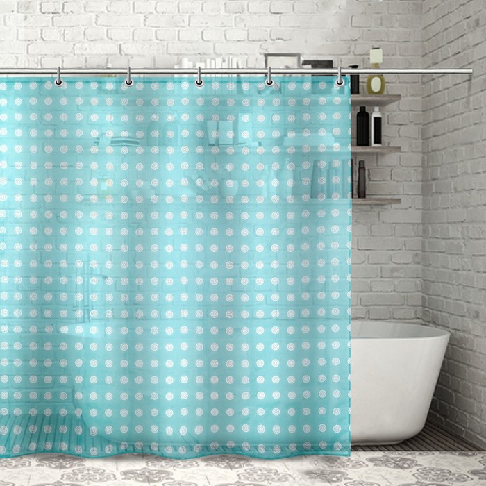 Штора для ванной "Кружочки" 180х180 см полиэстер, цвет голубой