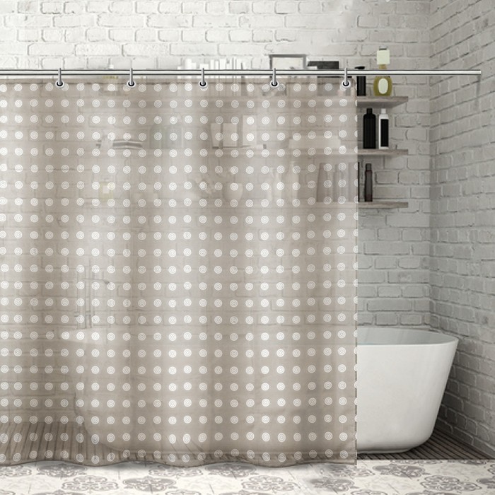Штора для ванной "Кружочки" 180х180 см полиэстер, цвет коричневый