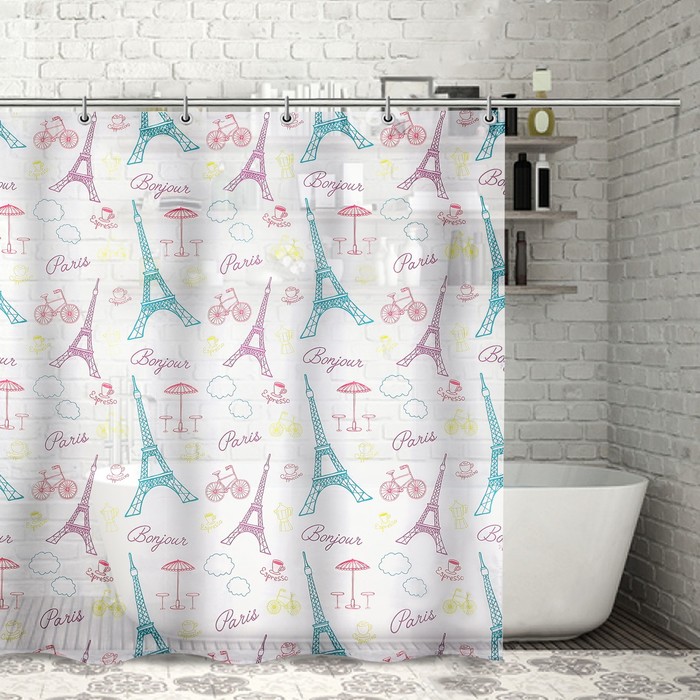 Штора для ванной "Романтичный Париж" 180х180 см полиэстер