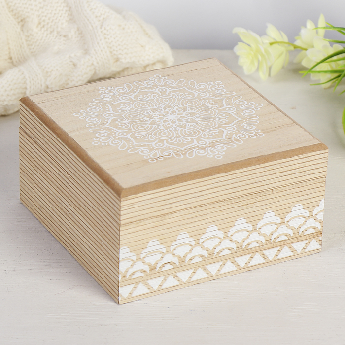 Шкатулка дерево "Индийская мандала" 6,9х12,8х13 см