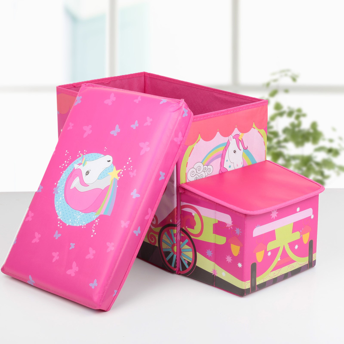 Короб для хранения 55х26х33 см "Единорог", 2 отделения