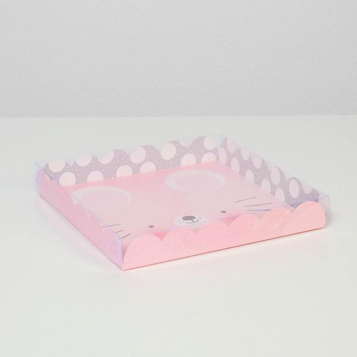 Коробка для кондитерских изделий с PVC крышкой «Счастья!», 21 х 21 х 3 см