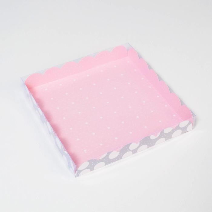 Коробка для кондитерских изделий с PVC крышкой «Счастья!», 21 х 21 х 3 см