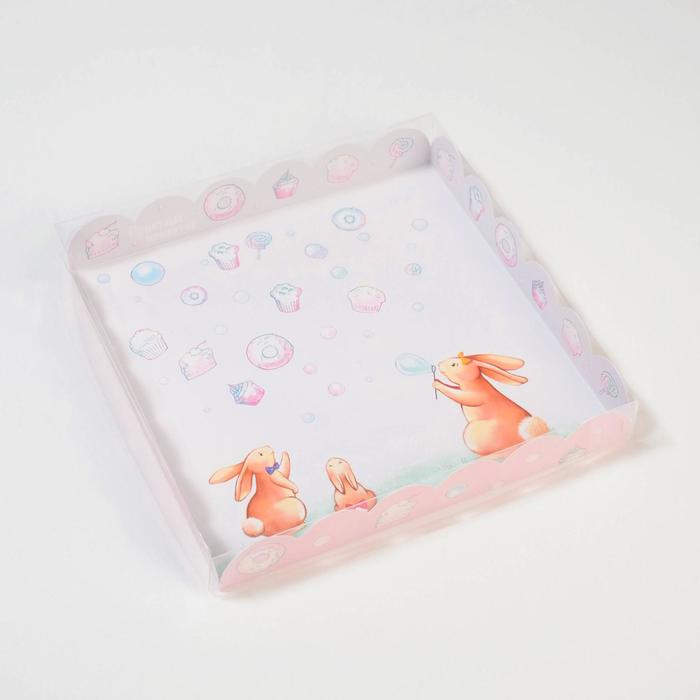 Коробка для кондитерских изделий с PVC крышкой «Приятных моментов», 21 х 21 х 3 см