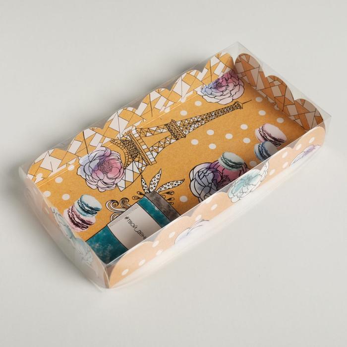 Коробка для кондитерских изделий с PVC крышкой «Твой день», 12 х 21 х 3 см