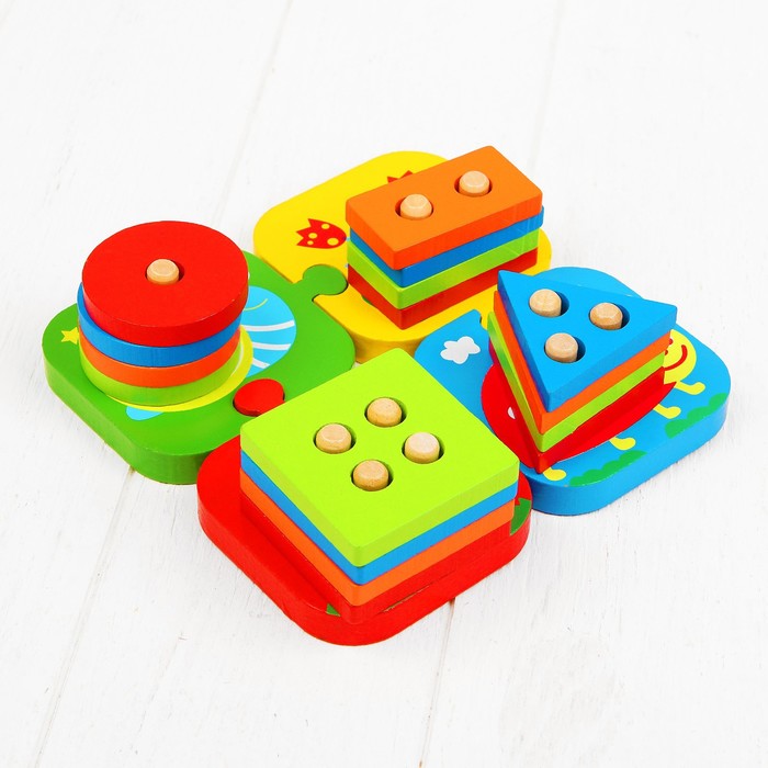 Пирамидка логическая "Весёлая гусеничка"