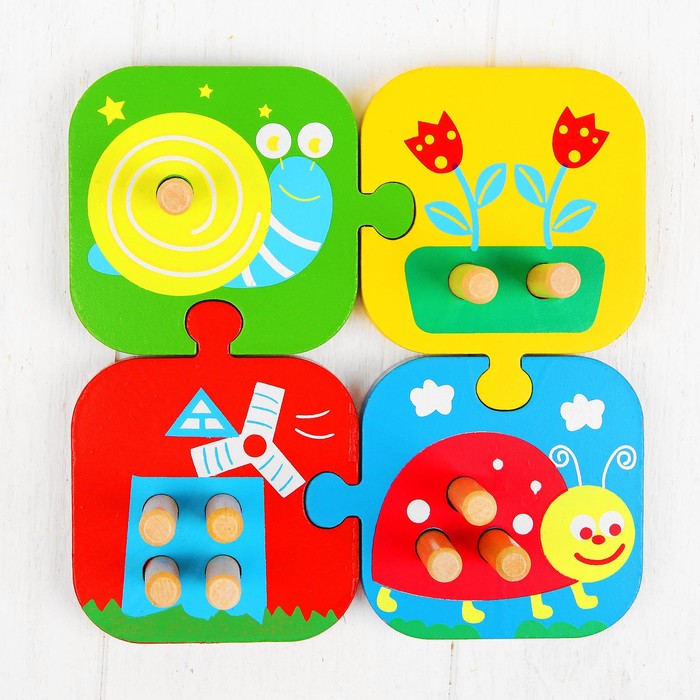 Пирамидка логическая "Весёлая гусеничка"