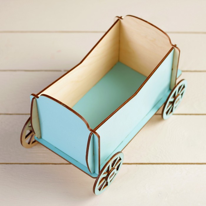Кашпо «Тележка», малое, голубое, 38,5×18,4×23 см