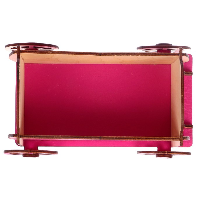Кашпо «Тележка», малое, тёмно-розовое, 38,5×18,4×23 см