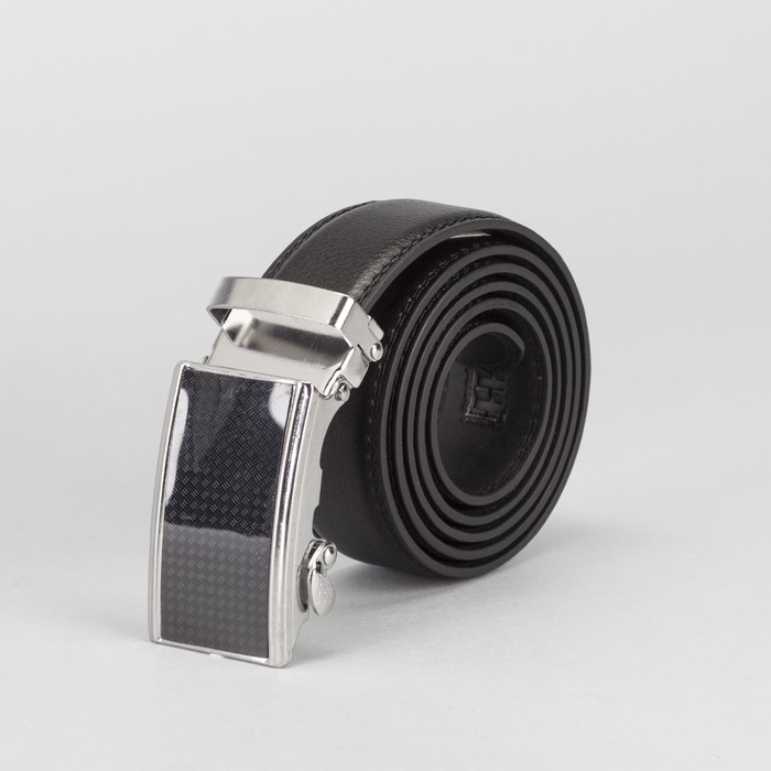 Ремень мужской, гладкий, пряжка-автомат металл, ширина - 3,5 см, цвет чёрный