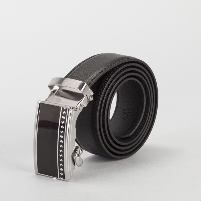Ремень мужской, гладкий, пряжка-автомат металл, ширина - 3,5 см, цвет чёрный