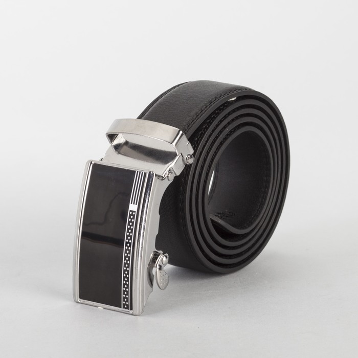 Ремень мужской, гладкий, пряжка-автомат металл, ширина - 3,5 см, цвет чёрный