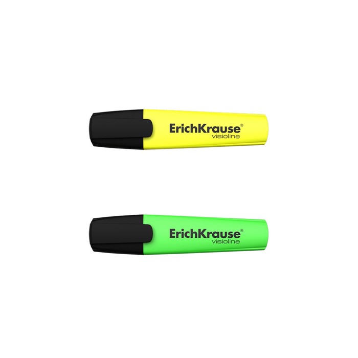 Набор маркеров текстовыделителей 2 цвета 0.6-5.2 мм Erich Krause Visioline V-12, цвет чернил: жёлтый, зелёный, в блистере