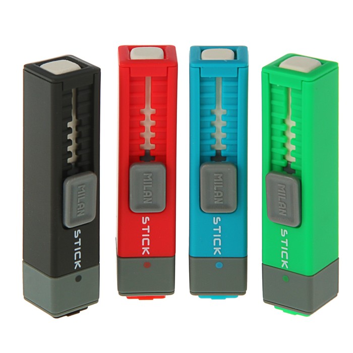 Точилка 1 отверстия с контейнером + ластик Milan Stick, микс
