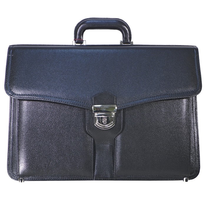Портфель мужской на клапане, (ка33015-11), 2 отделения, натуральная кожа, цвет чёрный