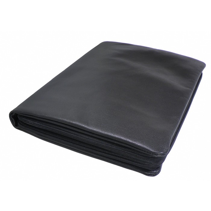 Папка мужская на молнии, 3 отделения, натуральная кожа, цвет чёрный