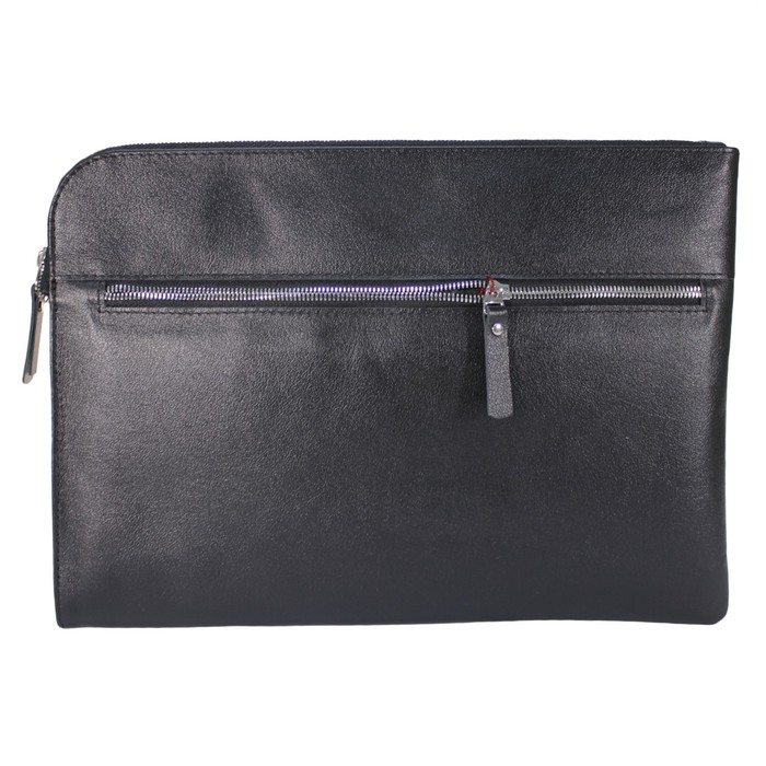Папка мужская на молнии, 1 отделение натуральная кожа, цвет чёрный