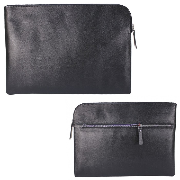 Папка мужская на молнии, 1 отделение натуральная кожа, цвет чёрный