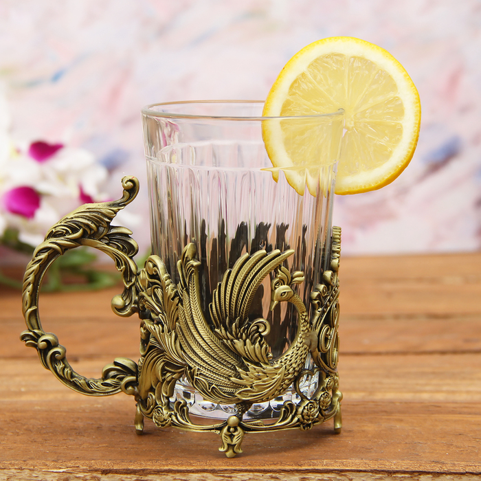 Набор: подстаканник со стаканом, чай чёрный "8 Марта"