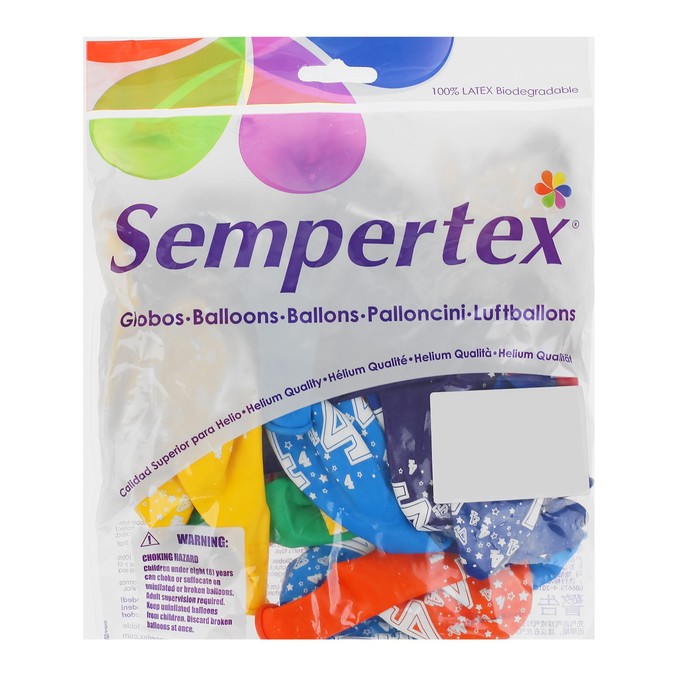 Шар латекс 12" "Цифра 4", звезды, пастель, 5 ст МИКС 25 шт. SP