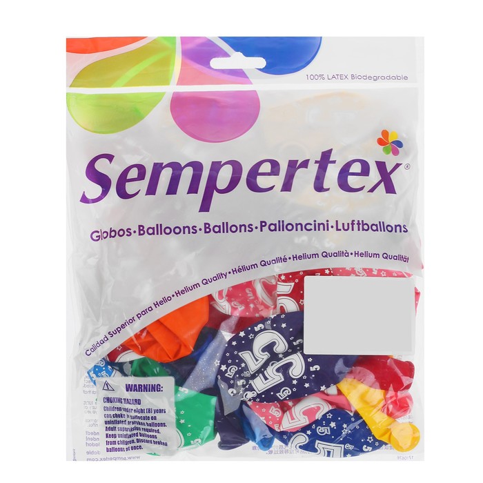 Шар латексный 12" "Цифра 5", звёзды, пастель, 5-сторонний, набор 25 шт., цвета МИКС