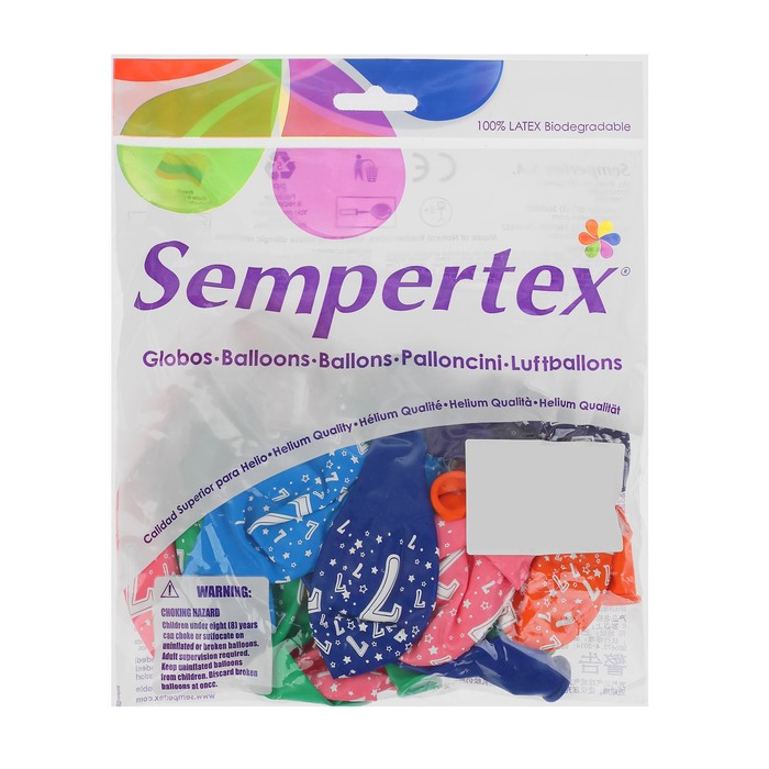 Шар латекс 12" "Цифра 7", звезды, пастель, 5 ст МИКС 25 шт. SP