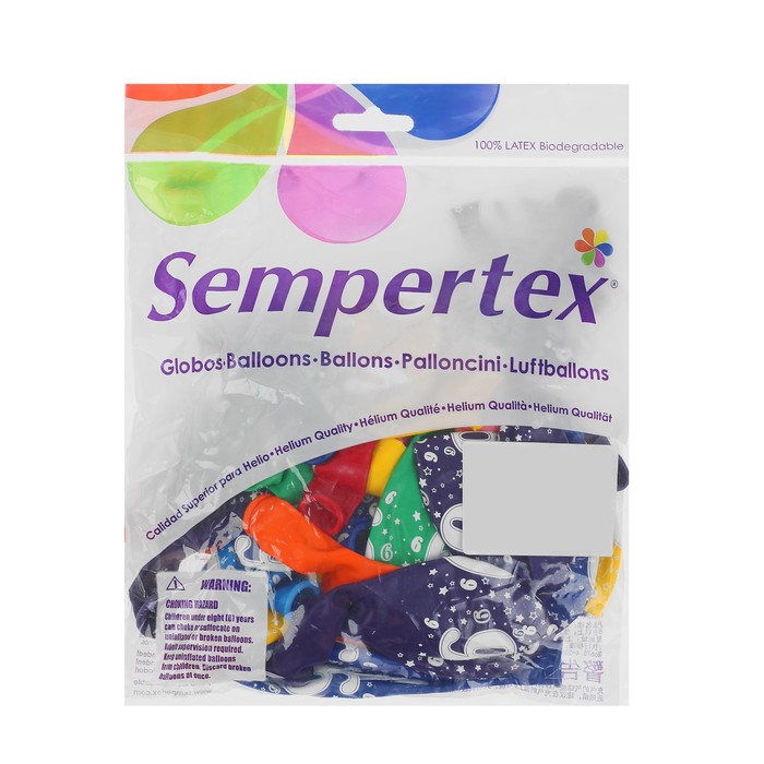 Шар латекс 12" "Цифра 9", звезды, пастель, 5 ст МИКС 25 шт. SP