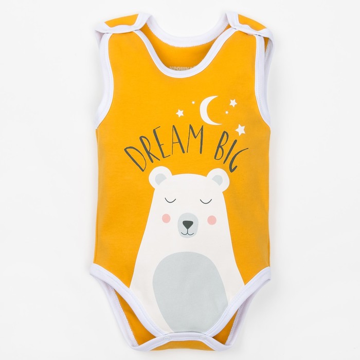 Боди детское "Мишка", рост 68-74 (6-9 мес) 100% хлопок
