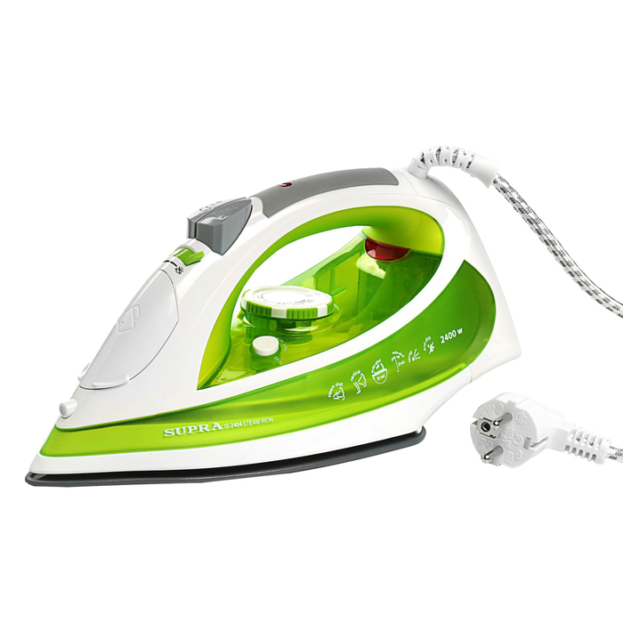 Утюг SUPRA IS-2404, керамическое покрытие, спрей, паровой удар, 2400 Вт, зелёный