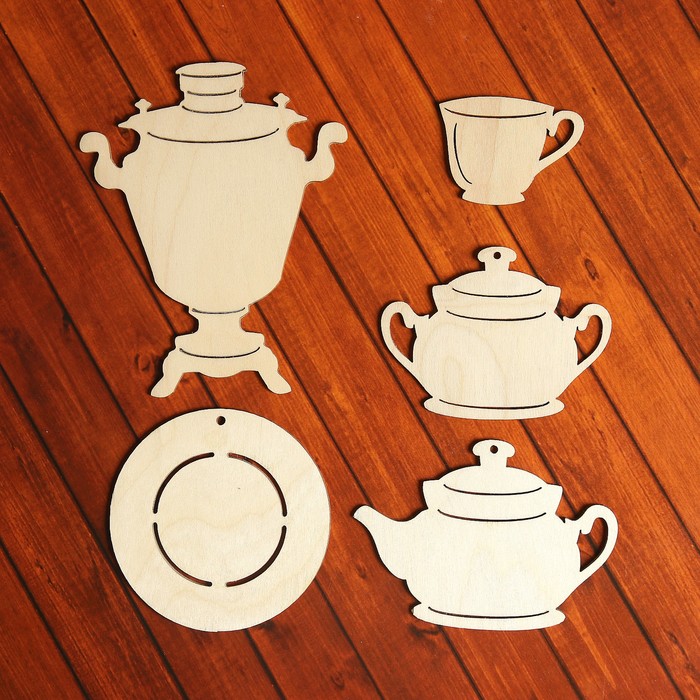 Набор для творчества «Посуда», №1, 5 фигурок, акриловые краски, кисть, буклет