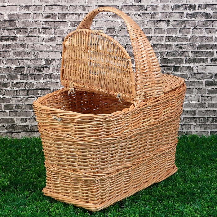 Корзина «Пикник», с крышкой, №1, дно фанера:17х32 см, верх:39х27 см, H=25/43 см, лоза