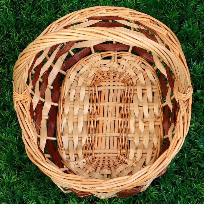 Корзина «Зебра», №2, дно:19х15 см, 27х24 см, H=10/28 см, лоза, шпон