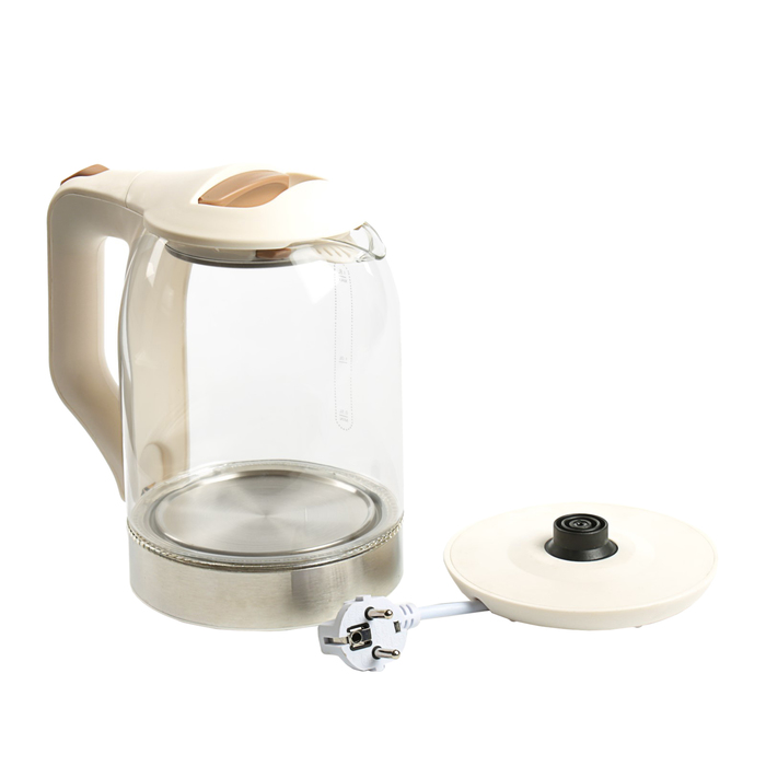 Чайник электрический GELBERK GL-404, 1.8 л, 1500 Вт, стекло, белый