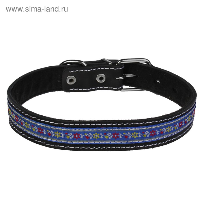 

Ошейник кожаный с синтепоном, с тесьмой, 49-58 х 3 см, микс