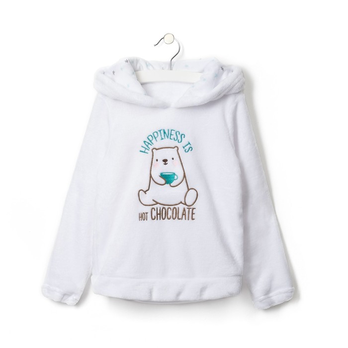 Джемпер детский с капюшоном KAFTAN "Happy family" белый, р-р 32, 100% п/э, велсофт