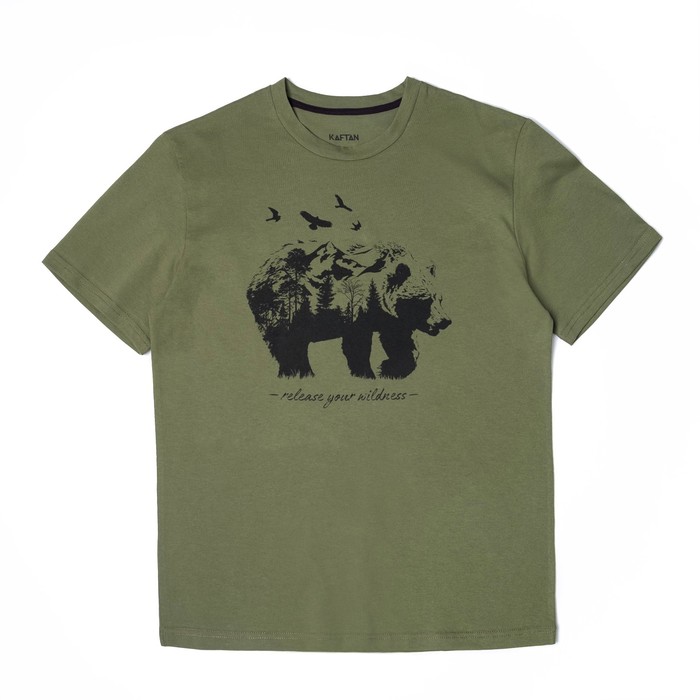 Футболка мужская KAFTAN "Wildness" хаки микс р-р XL(50-52), 100% хл.