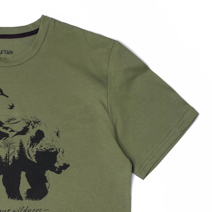 Футболка мужская KAFTAN "Wildness" хаки микс р-р XL(50-52), 100% хл.