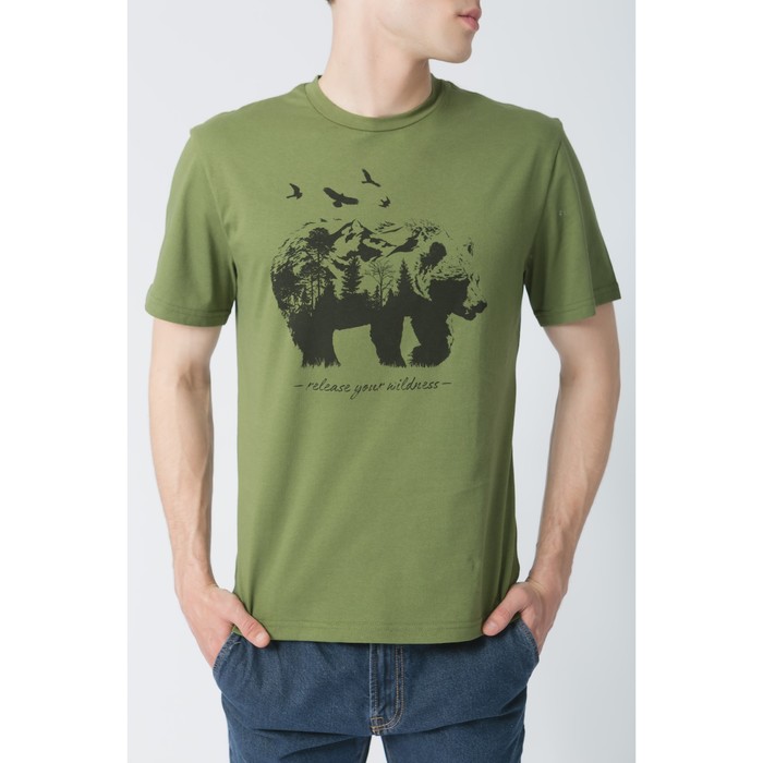 Футболка мужская KAFTAN "Wildness" хаки микс р-р XL(50-52), 100% хл.
