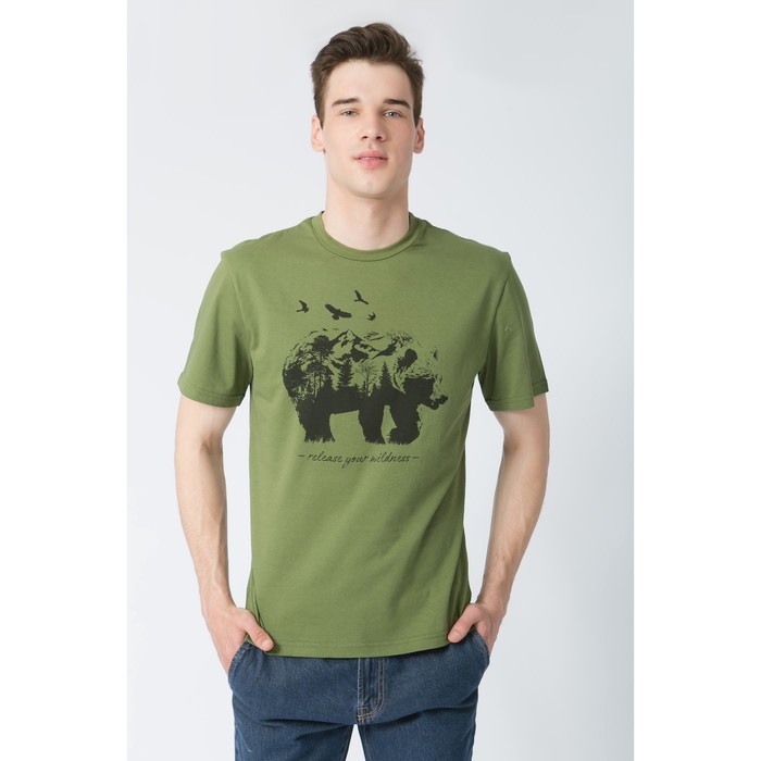Футболка мужская KAFTAN "Wildness" хаки микс р-р 3XL (54-56), 100% хл.