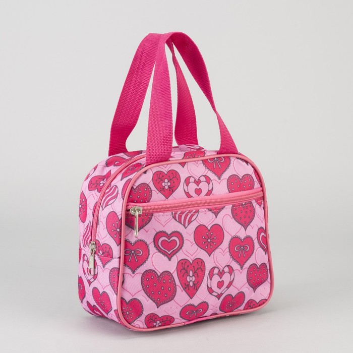 Сумка детская "Сердечки", отдел на молнии, наружный карман, цвет розовый