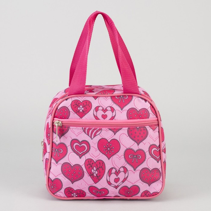 Сумка детская "Сердечки", отдел на молнии, наружный карман, цвет розовый