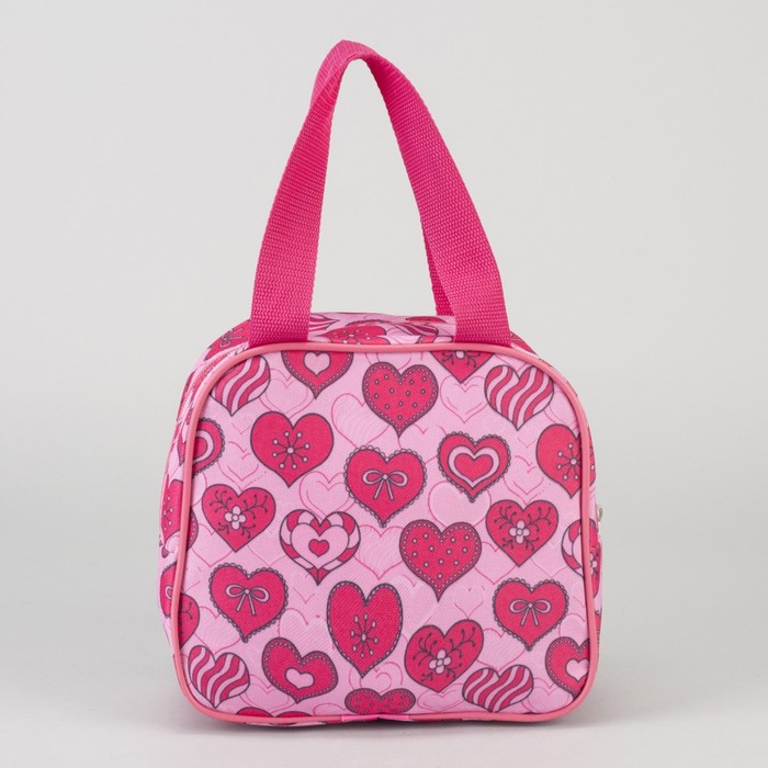 Сумка детская "Сердечки", отдел на молнии, наружный карман, цвет розовый