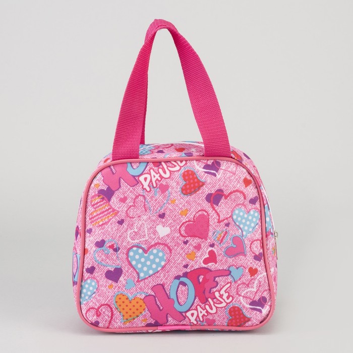 Сумка детская "Сердечки", отдел на молнии, наружный карман, цвет розовый/голубой