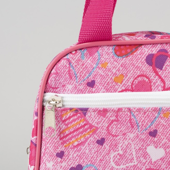 Сумка детская "Сердечки", отдел на молнии, наружный карман, цвет розовый/голубой
