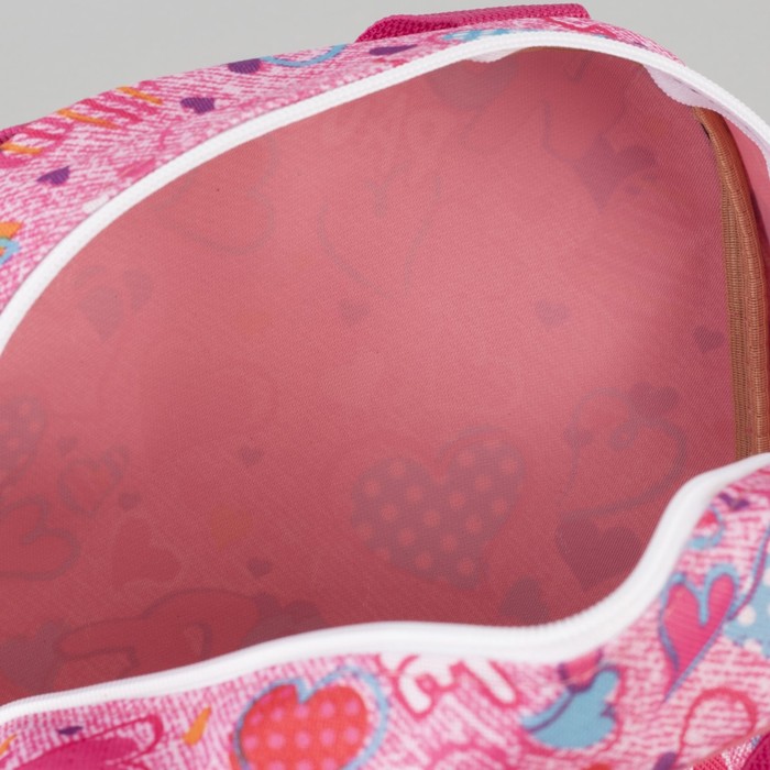 Сумка детская "Сердечки", отдел на молнии, наружный карман, цвет розовый/голубой