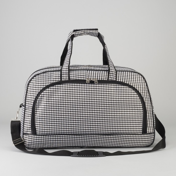 5904 Жак Сумка дор, 55*22*35см, 1 отдел, 2 н/кармана, длин ремень, черн/гусиные лапки