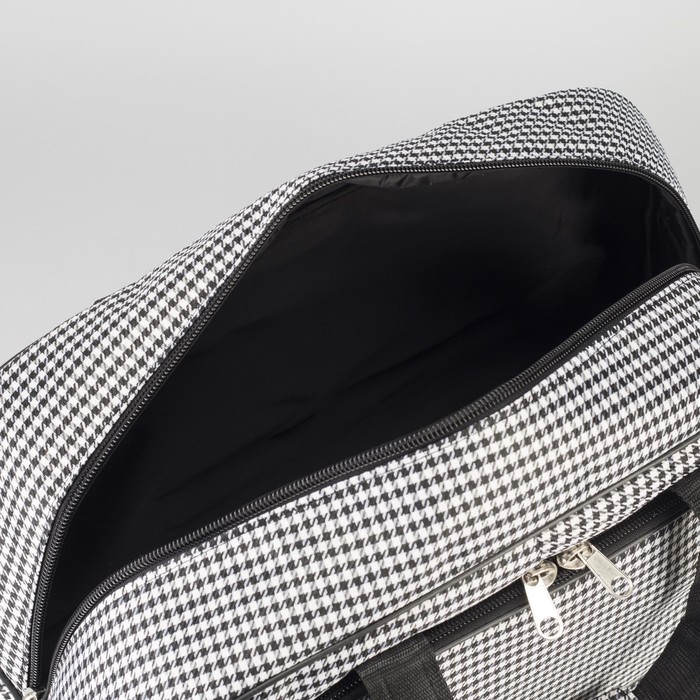 5904 Жак Сумка дор, 55*22*35см, 1 отдел, 2 н/кармана, длин ремень, черн/гусиные лапки