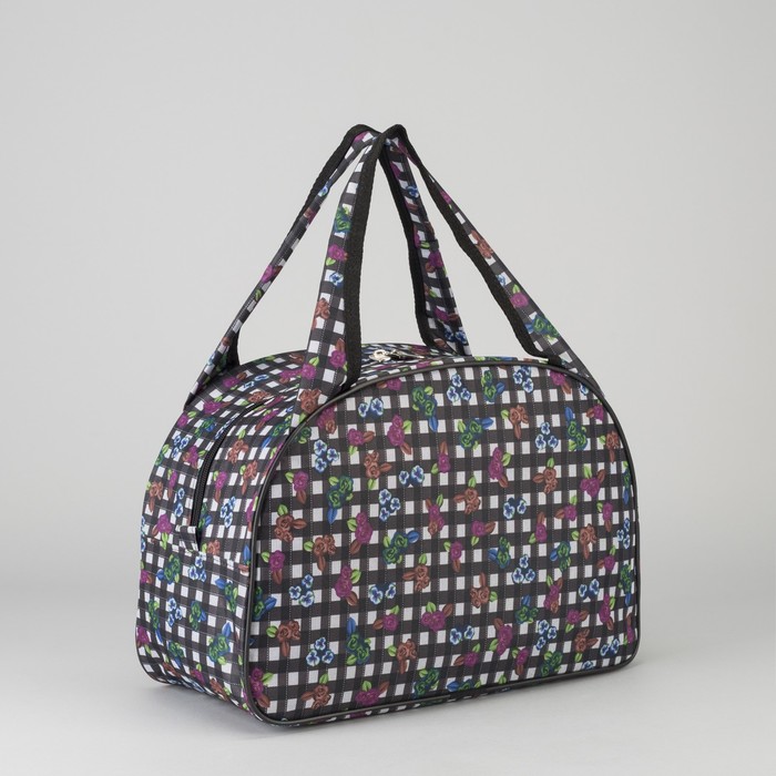 Сумка дорожная «Клетка», 1 отдел на молнии, цвет чёрный/белый