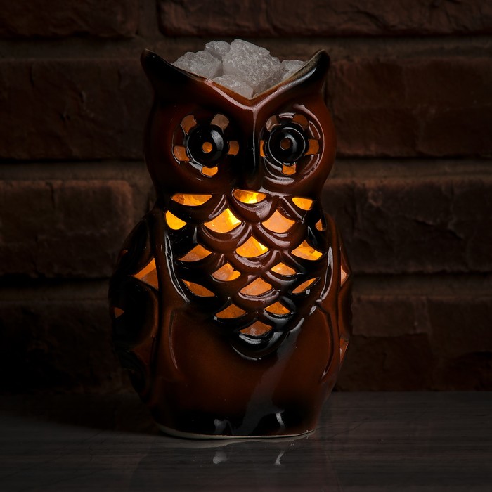 Соляной светильник "Сова средняя", керамика, 13 х 20 х 9 см