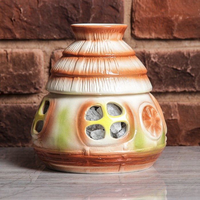 Соляной светильник "Керамический ДОМИК-1" 14х14х16 см